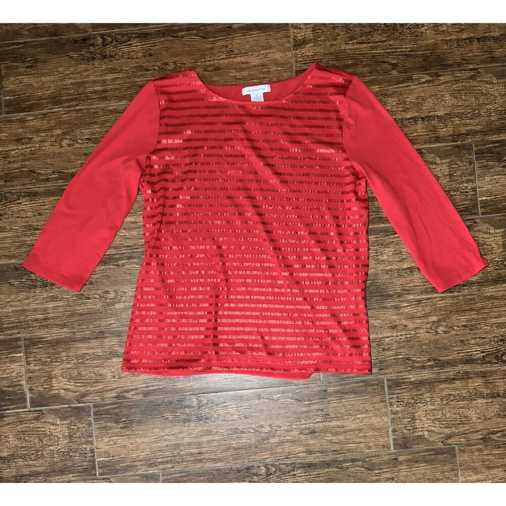 Liz Claiborne Sequin Stripe Top - L